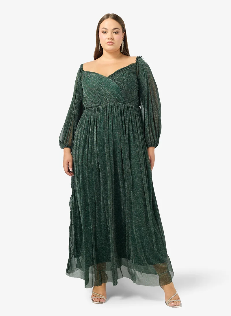 ايلا بلس فستان مقاس كبير بكتف مكشوف لامع